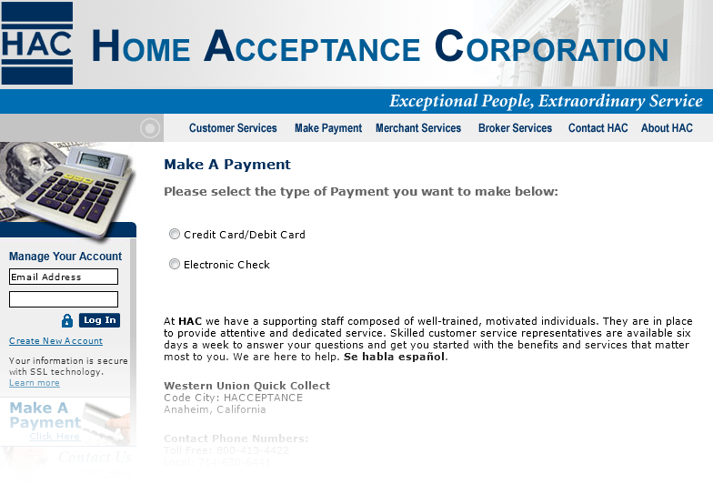 Home Acceptance Corporation Old Payment Screen Home Acceptance Corporation Old Payment Screen